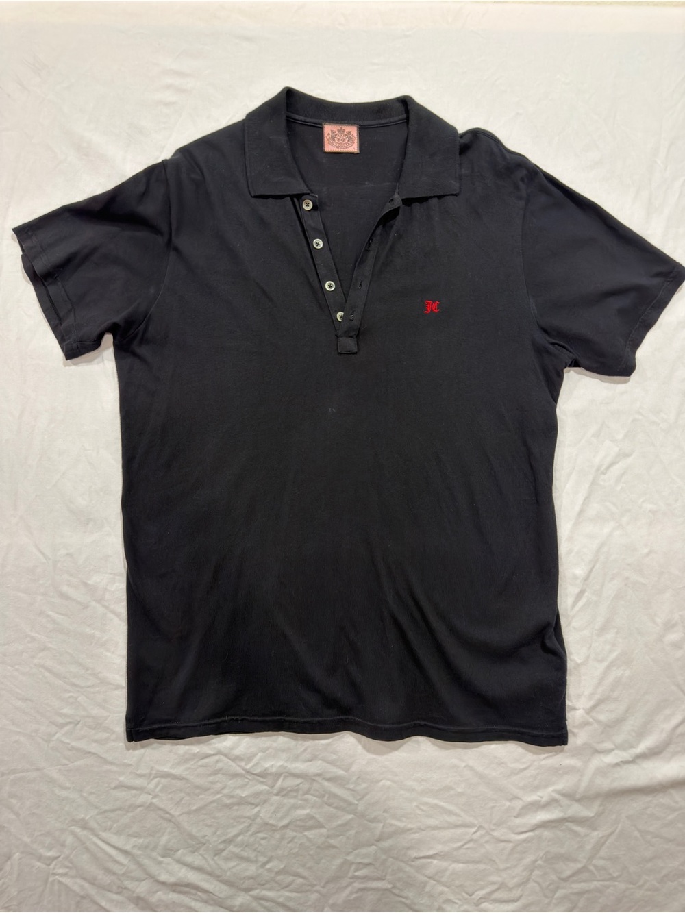 Juicy Couture Black Short Sleeve Polo Shirt Women’s Large Y2K